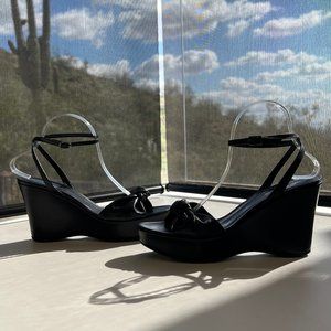 NWOB Via Spiga Black Platform Heel Ankle Sandals